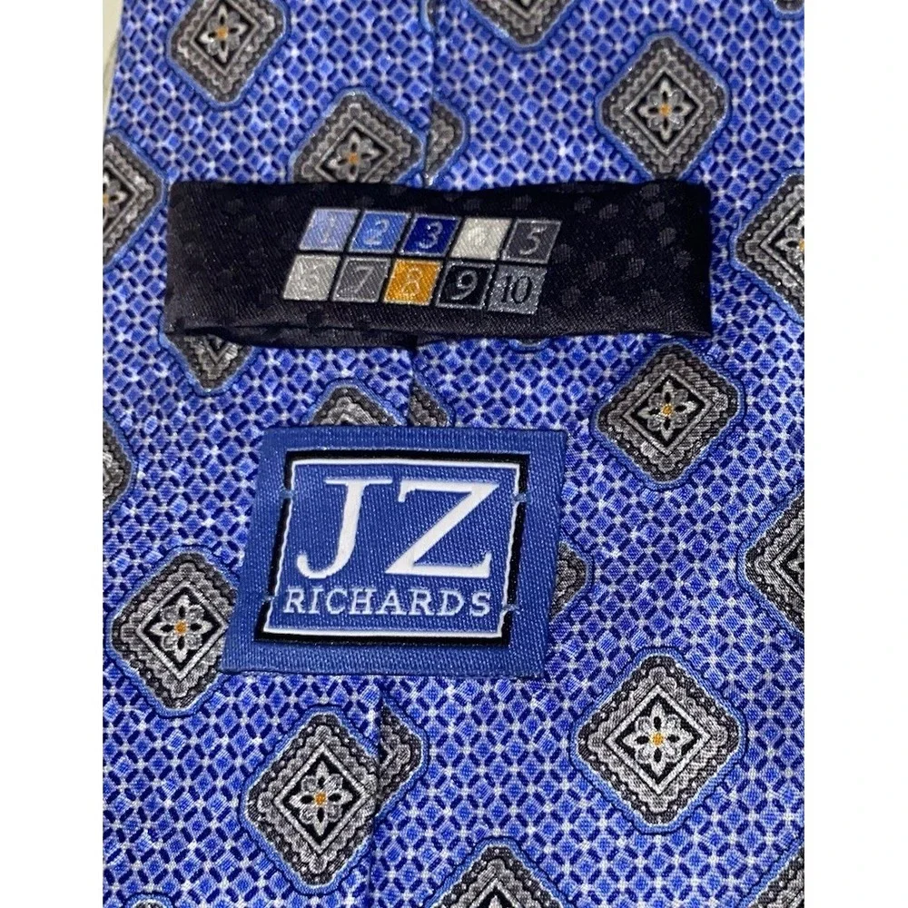 J.Z.RICHARDS MEN'S BLUE&GRAY‎ SQUARES NECK TIE BOULDER 100% SILK TIE 62
